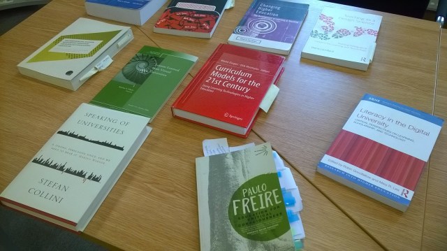 Selection of texts being consulted in writing 'Conceptualising the Digital University'